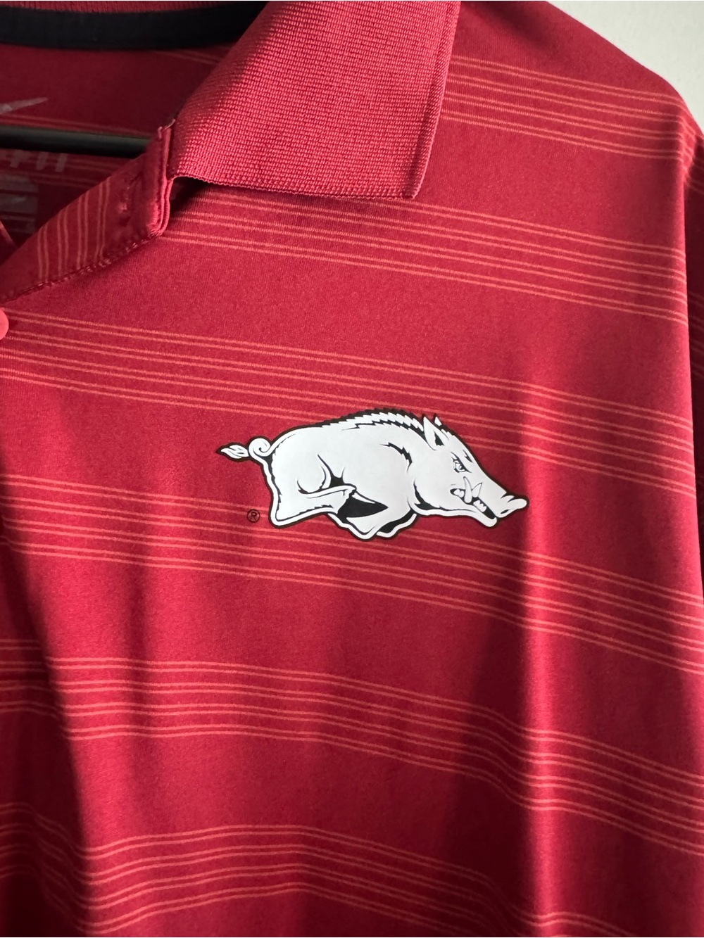 Nike Red Men's Short-Sleeve Polo with Razorback Emblem - Picture 2 of 5
